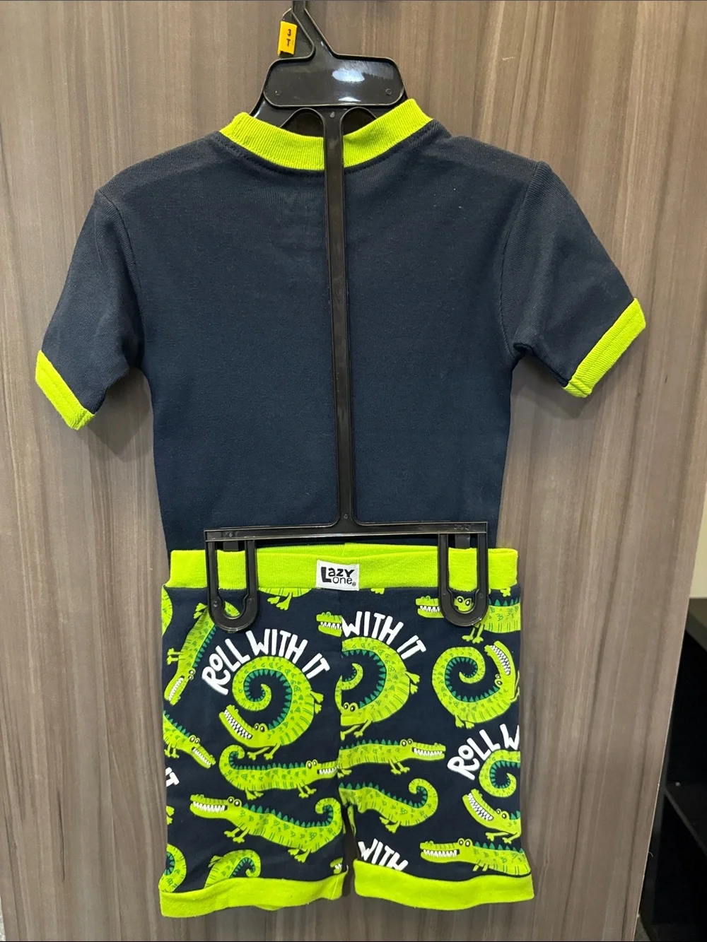Lazy One Black & Lime 'Roll With It' Croc Tee and Shorts